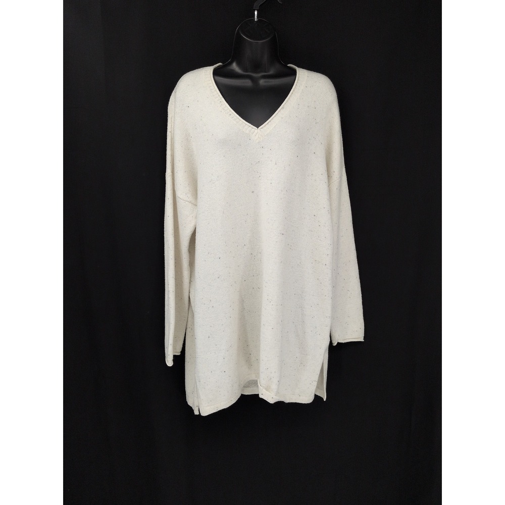 Pure J Jill Tunic Sweater V Neck Lagenlook Minimalist Relaxed Fit Textured Large